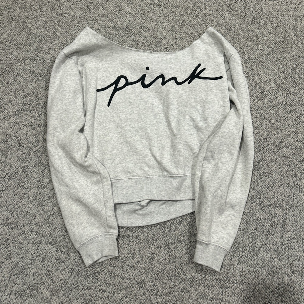 Women’s medium VS PINK cropped off -the-shoulder sweatshirt